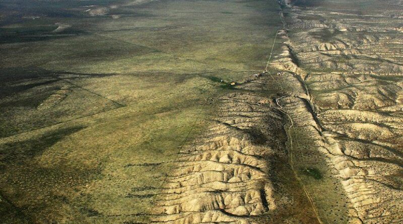 Luchtfoto van de San Andreasbreuk in Californië