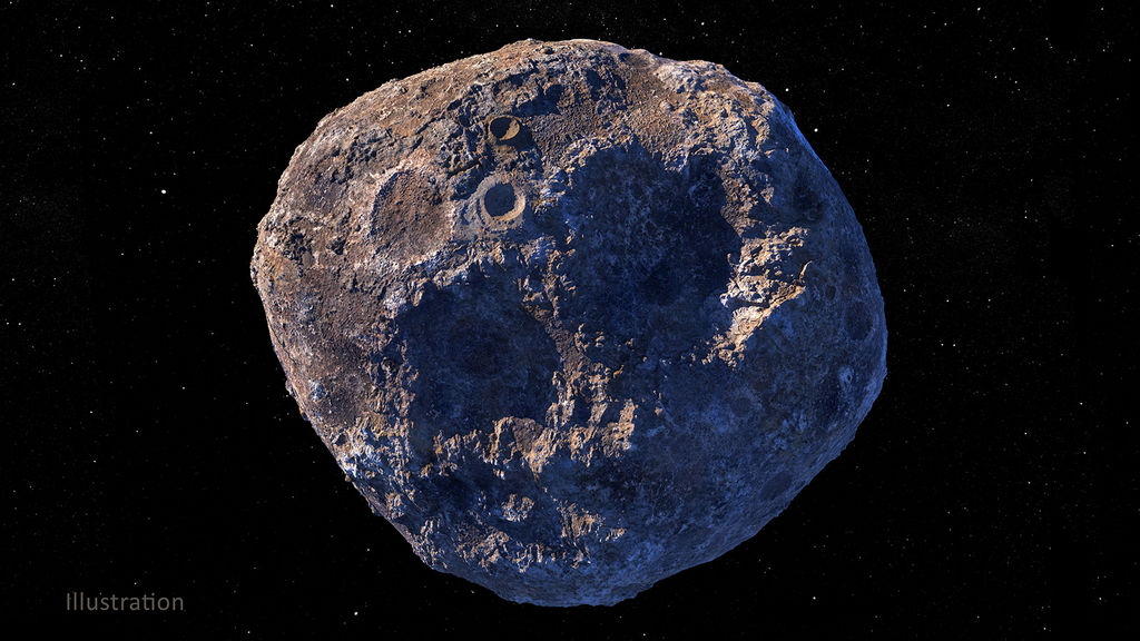 Artist impressie van de asteroïde Psyche