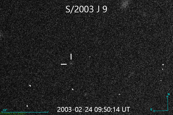 S/2003 J9 vastgelegd met de  Canada-France-Hawaii Telescope tijdens de vervolgwaarnemingen in februari 2003. 
