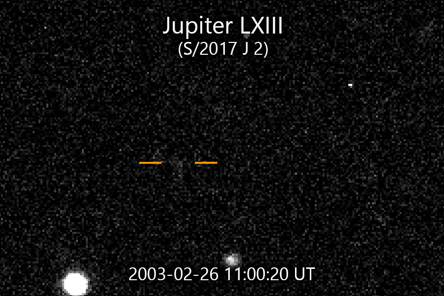 Jupiter LXIII op opnames van de Canada-France-Hawaii Telescope gemaakt in februari 2003.