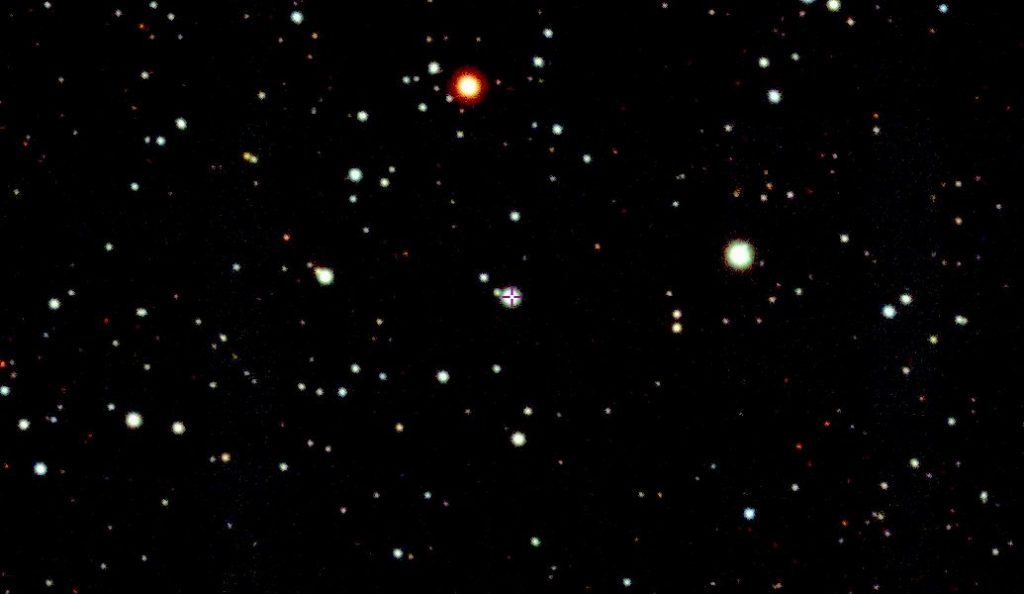 De ster SMSS J200322.54-114203.3 in het centrum. afbeelding uit de SkyMapper Survey