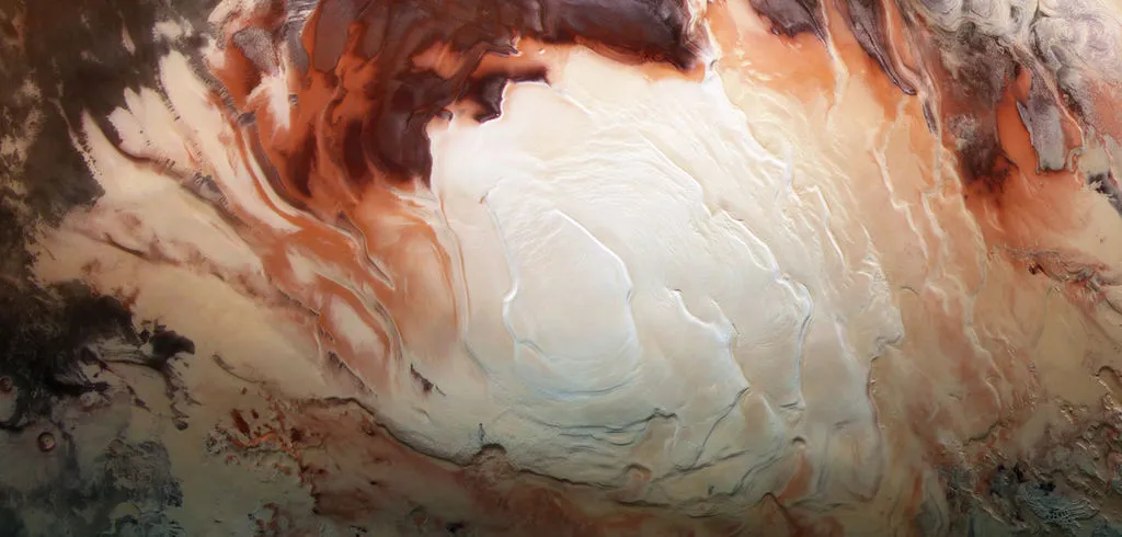 Zuidpoolgebied van Mars vastgelegd door de Mars Express