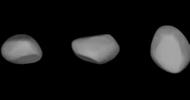 3d-model van asteroïde 9 Metis opgesteld aan de hand van lichtcurves.