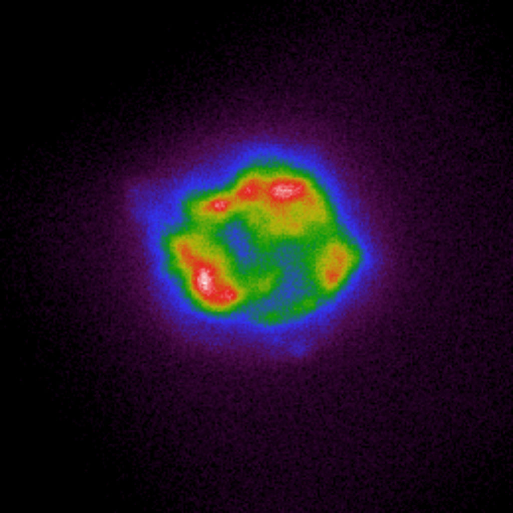 Deze IXPE-afbeelding toont de intensiteit van röntgenstraling afkomstig van Cassiopeia A