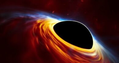 Een artist impressie van een zwart gat.