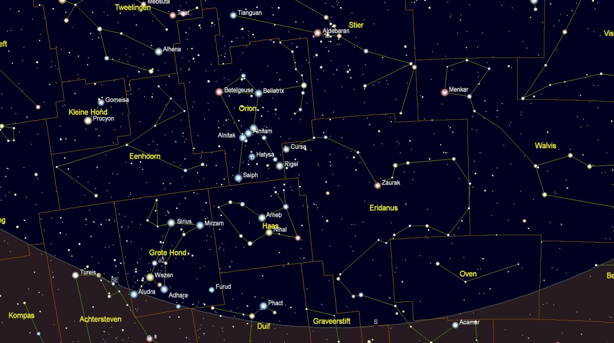 kaart sterrenbeeld Haas