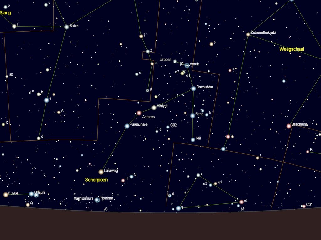 Dschubba - delta Scorpii - in het sterrenbeeld Schorpioen