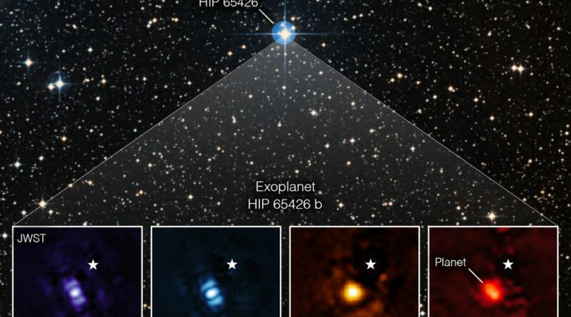 De gasreus HIP 65426 b gefotografeerd door de James Webb Space Telesope