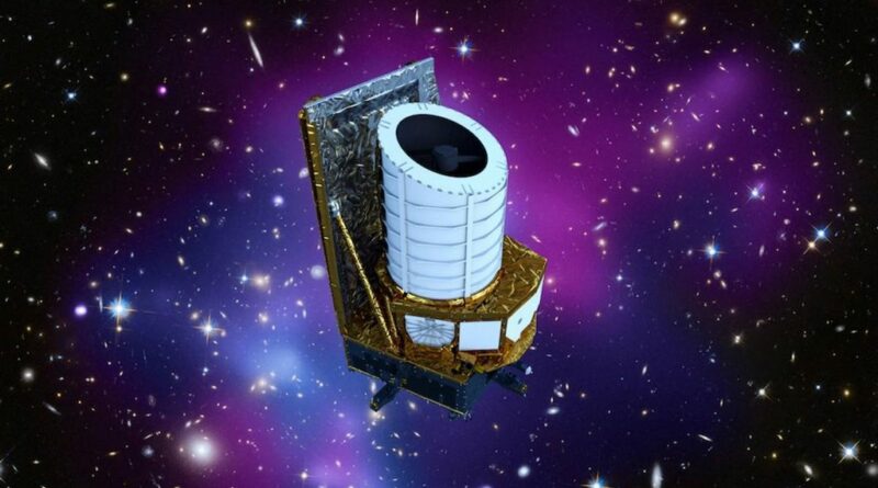 Artist impressie van de Euclid infrarood ruimtetelescoop.