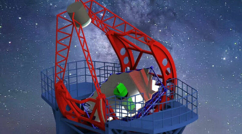 Een tekening van de uiteindelijke vorm van de Expanding Aperture Segmented Telescope