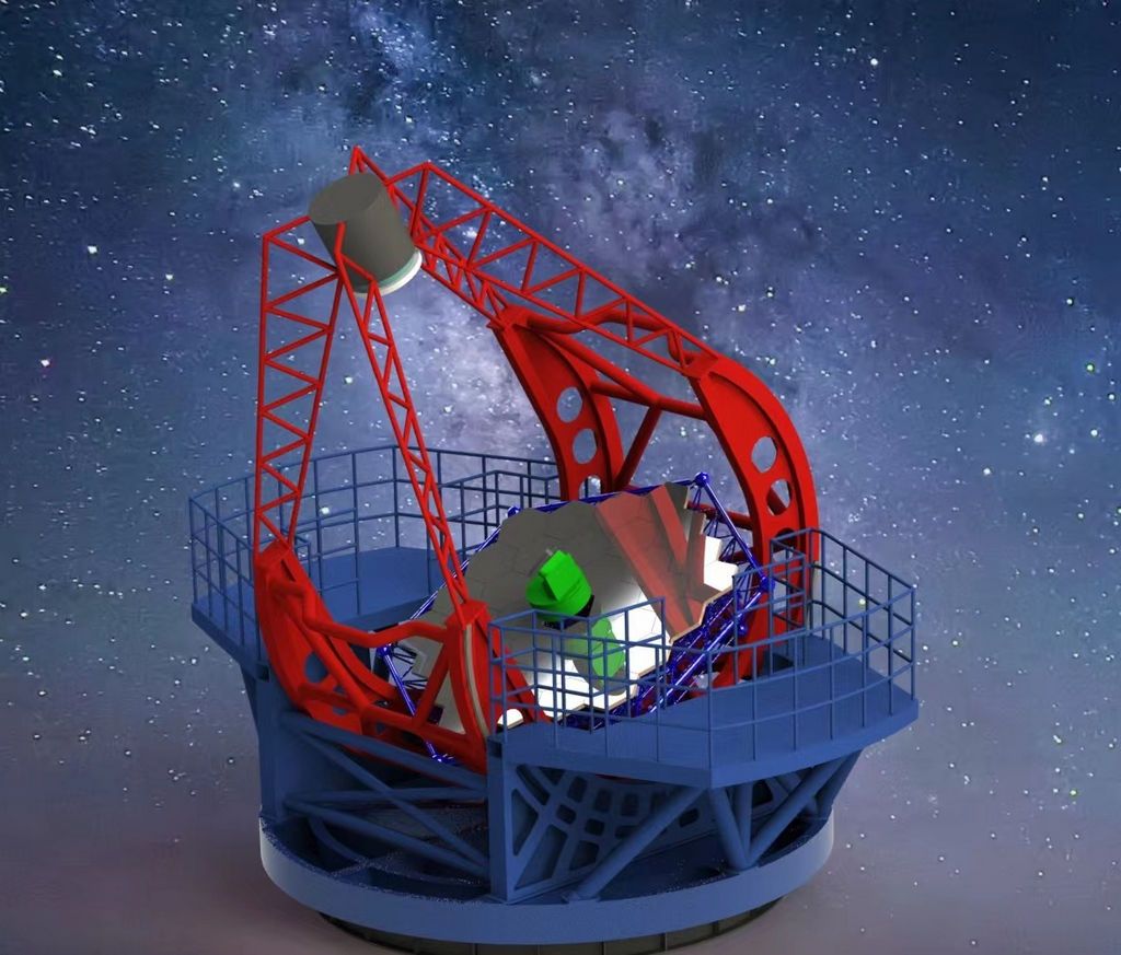 Een tekening van de uiteindelijke vorm van de Expanding Aperture Segmented Telescope 