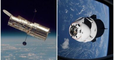 Hubble en een Dragon ruimtevaartuig van SpaceX