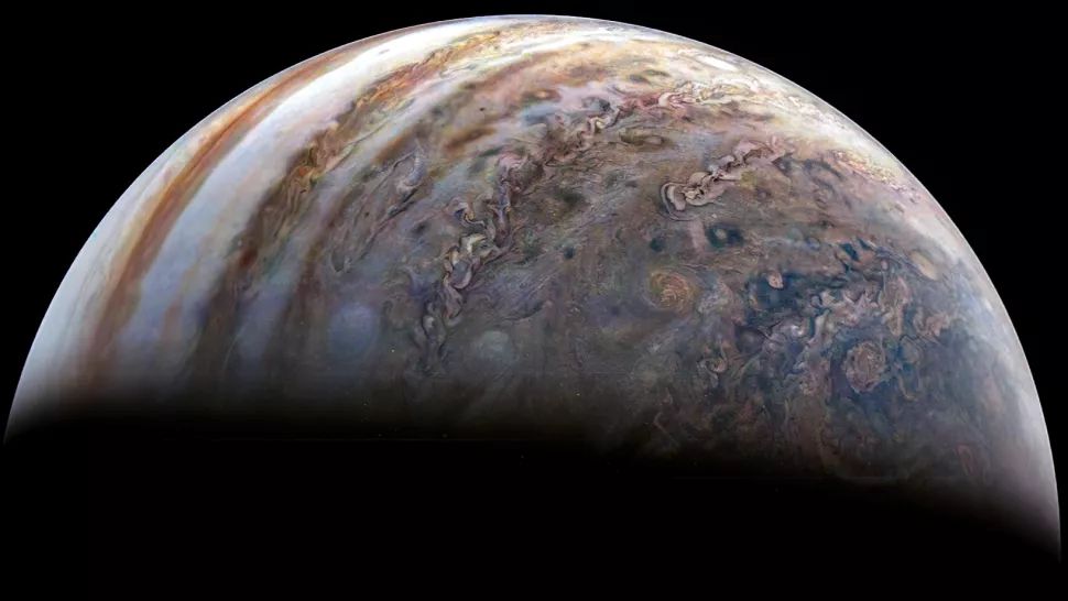 Een afbeelding van Jupiter gemaakt door de JunoCam