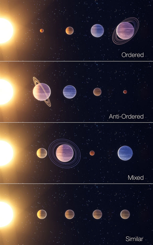 De vier verschillende planeetsystemen