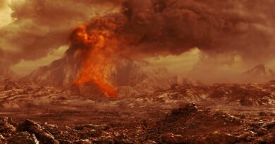Artist impressie van een vulkanische uitbarsting op Venus.