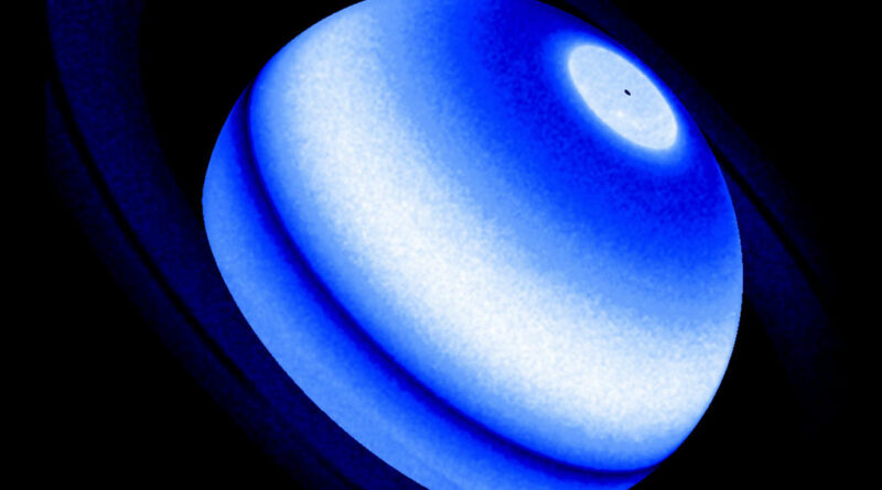 Deze compositie-afbeelding toont de Saturnus Lyman-alpha bubbel.