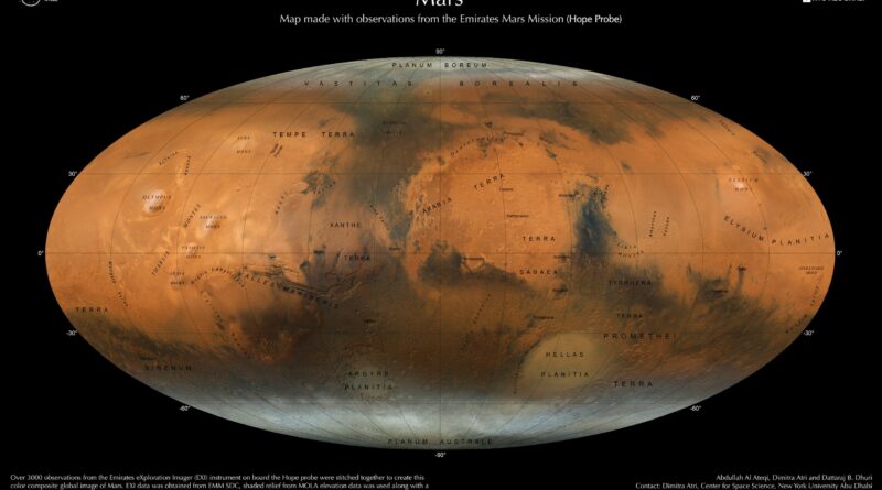 De Hope-missie van de Verenigde Arabische Emiraten draait in een elliptische baan om Mars en die baan zorgt voor een uniek beeld.