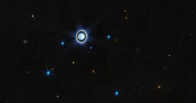 Een groothoek-opname van Uranus, gemaakt op 6 februari 2023 door de JWST,