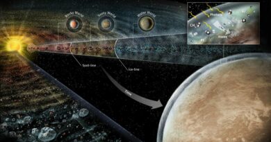 Een artist impressie die laat zien hoe verschillende soorten exoplaneten kunnen ontstaan