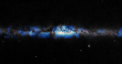Een artist impessie van de Melkweg gezien door een neutrinolens