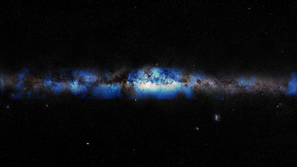 Een artist impessie van de Melkweg gezien door een neutrinolens