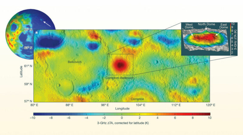 Deze illustratie toont het Compton-Belkovich Volcanic Complex (CBVC) aan de andere kant van de Maan