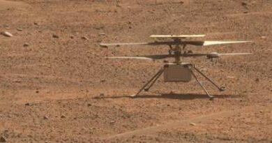 Deze weergave van NASA's Ingenuity Mars Helikopter werd gegenereerd met behulp van gegevens verzameld door het Mastcam-Z-instrument