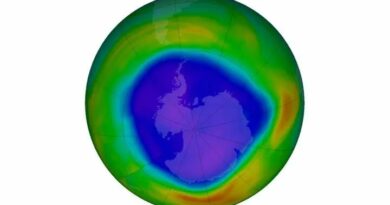 Een kaart van het ozongat op 16 september 2023.