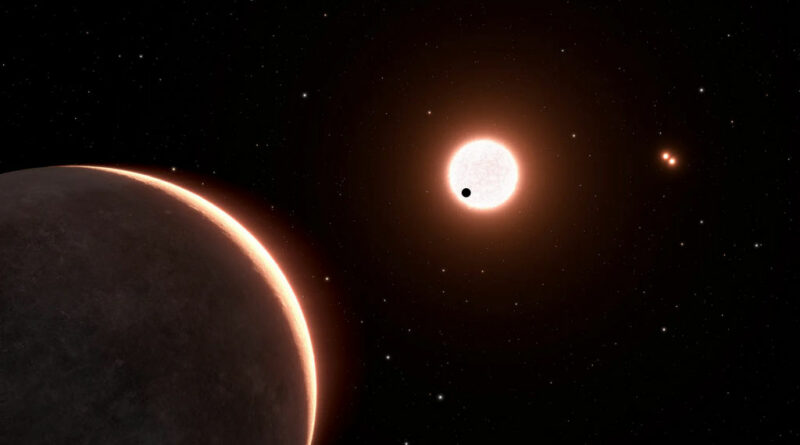 Artist impressie van de exoplaneet LTT 1445Ac.