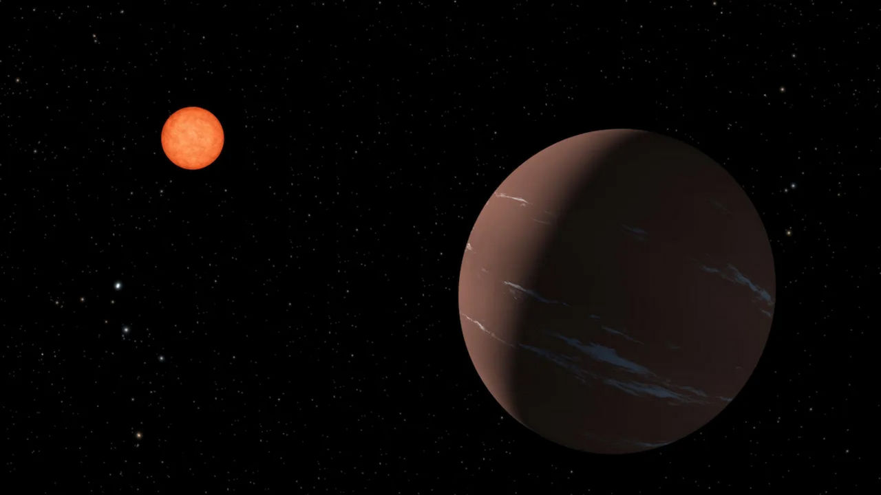Een artist impressie van de super-Aarde exoplaneet TOI-715b. 