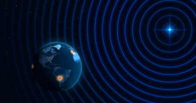 Deze artist impressie toont de locaties van meerdere radio-observatoria over de hele planeet,