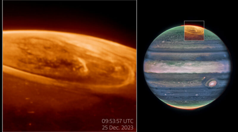 Webb ziet poollicht op Jupiter