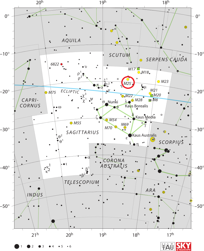 Messier 25 locatie.