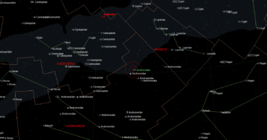 De positie van Lambda Andromedae - Udkadua in het sterrenbeeld Andromeda.