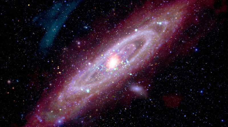 Deze nieuwe samengestelde afbeelding van het Andromedastelsel bevat röntgenstraling van Chandra en XMM-Newton