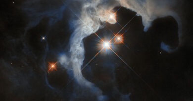 Deze Hubble-opname toont GN 04.32.8, een reflectienevel op zo'n 480 lichtjaar afstand in het sterrenbeeld Stier.