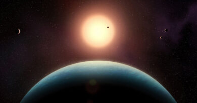 Een artistieke impressie van het planetenstelsel L 98-59