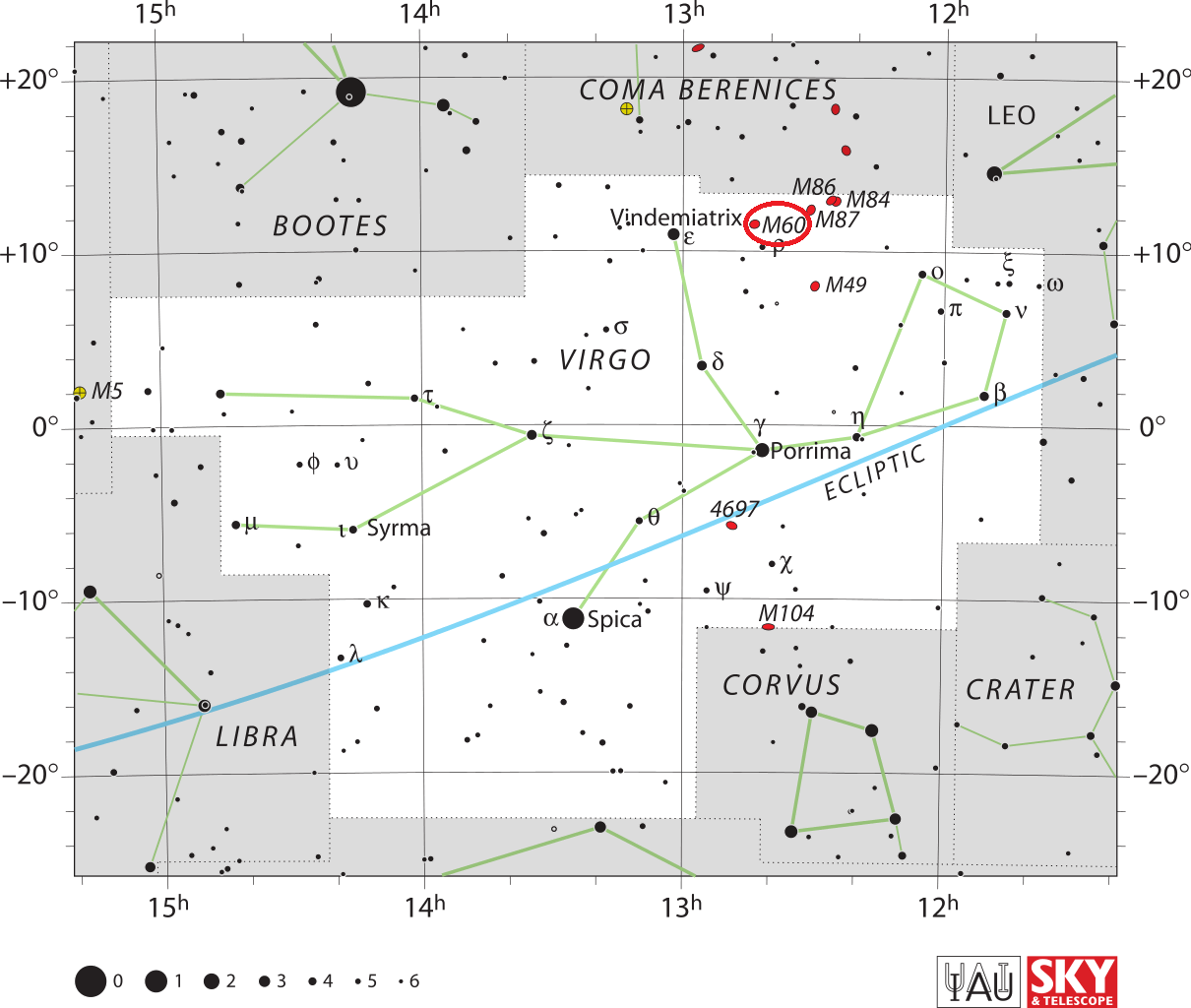 Locatie van Messier 60, waar is Messier 60, vind Messier 60.