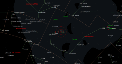 De locatie van Lesath - Upsilon Scorpii in het sterrenbeeld Scorpius - Schorpioen.