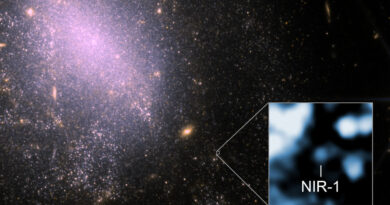 Een infrarood Webb-opname van het sterrenstelsel NGC 4141 met de snelle radioflits FRB 20250316A.