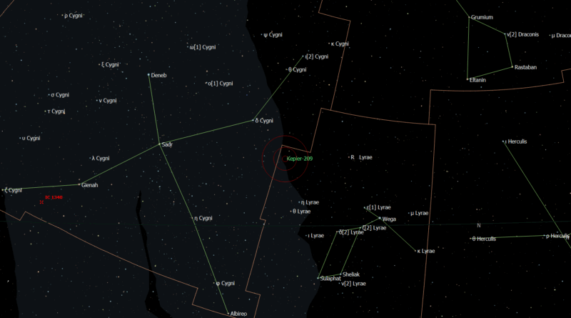 De locatie van Kepler-209 in het sterrenbeeld Lyra - Lier.