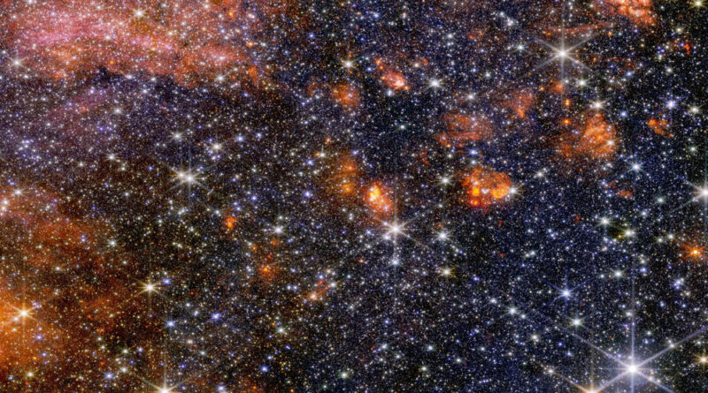 Sterren, gas en kosmisch stof in de moleculaire wolk Sagittarius B2