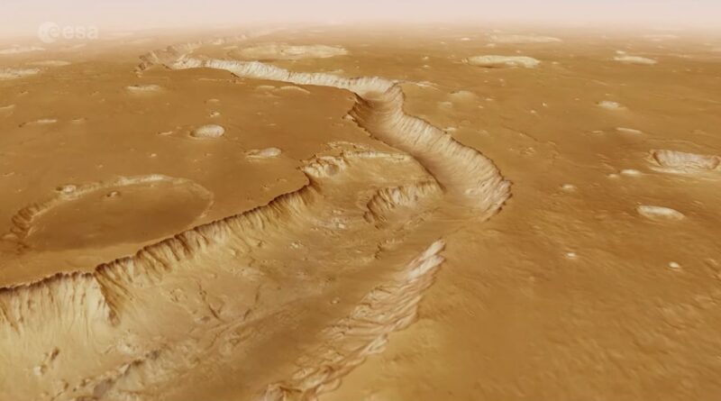 Beelden van Mars Express werden gebruikt om deze film te maken die het Xanthe Terra-gebied laat zien.