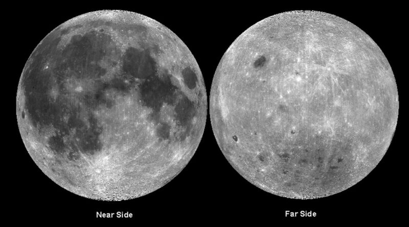 Kaart van het albedo, gemeten met het 750 nm-filter van de UV-VIS-camera aan boord van NASA's Clementine-ruimtesonde.