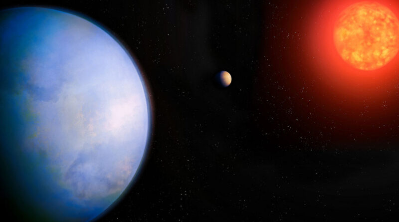 Een artist impressie van het Gliese 251-systeem