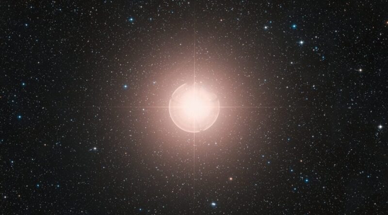 Een kleurencompositie van Betelgeuze