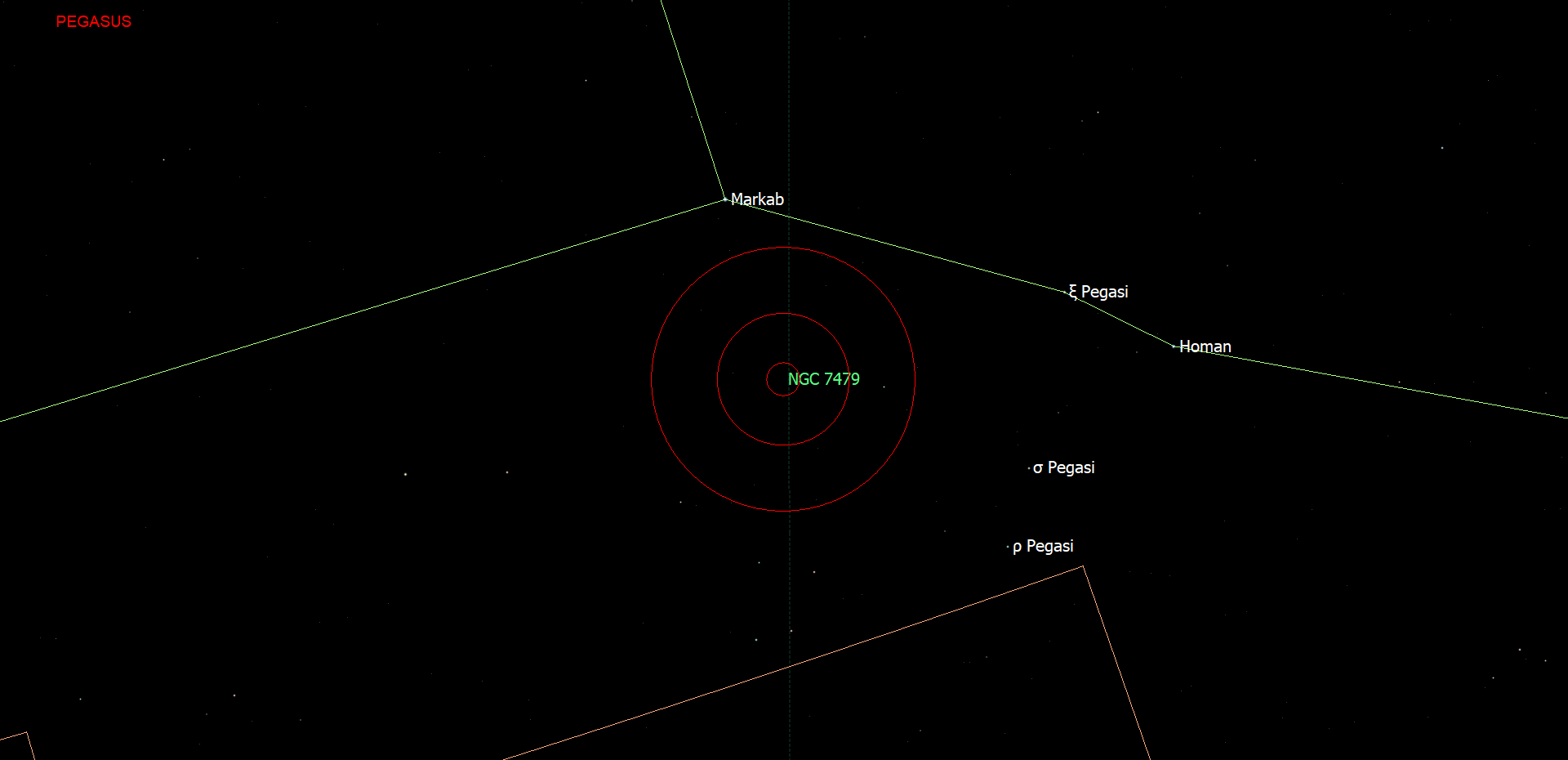 De locatie van NGC 7479 - het Propellerstelsel in het sterrenbeeld Pegasus.