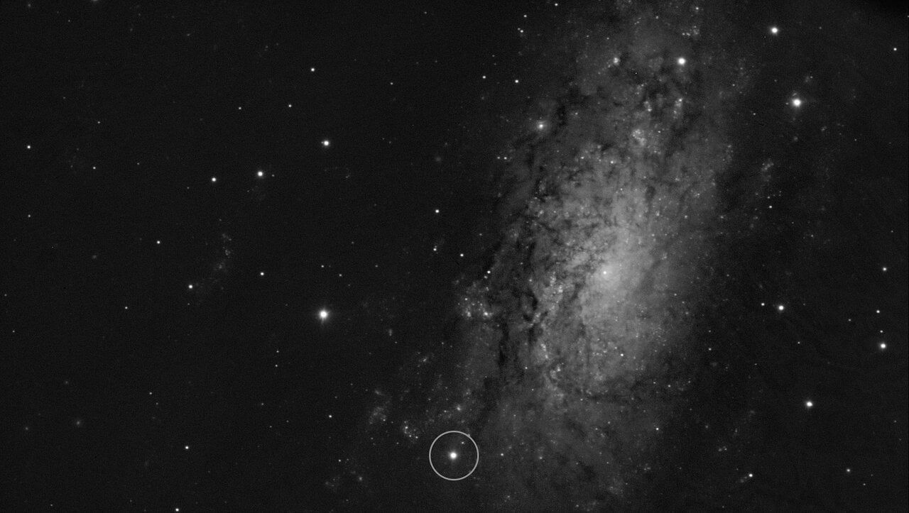 De supernova Sn 2024ggi in het NGC 3621-sterrenstelsel.