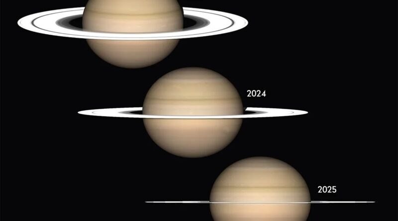 De "verdwijnende" ringen van Saturnus.