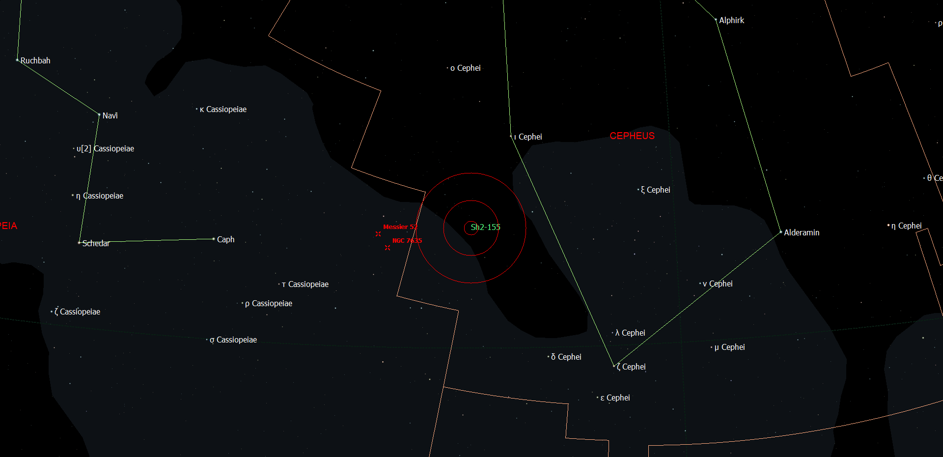De positie van Caldwell 9 - de Grotnevel in het sterrenbeeld Cepheus.